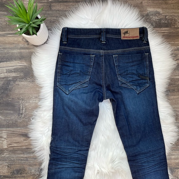 Parasuco straight leg dark wash jeans with fading and creasing detail - Picture 8 of 11